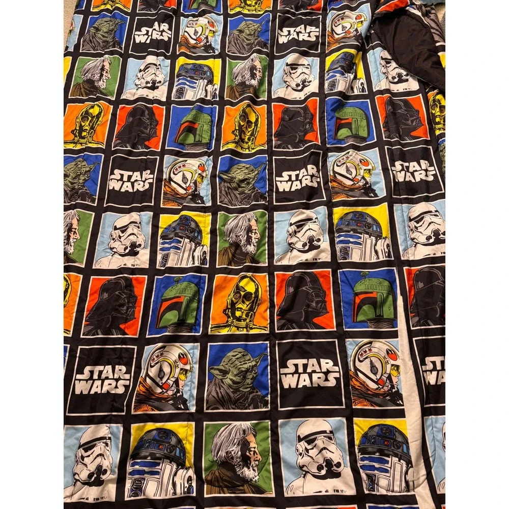 Star‎ Wars Lucasfilm Reversible Comforter Grid Yoda Darth Vader Boba Fett Full